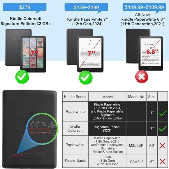 Case for Kindle Paperwhite 7" & Kindle Colorsoft Signature Edition 7" Black NEW - Picture 7 of 7